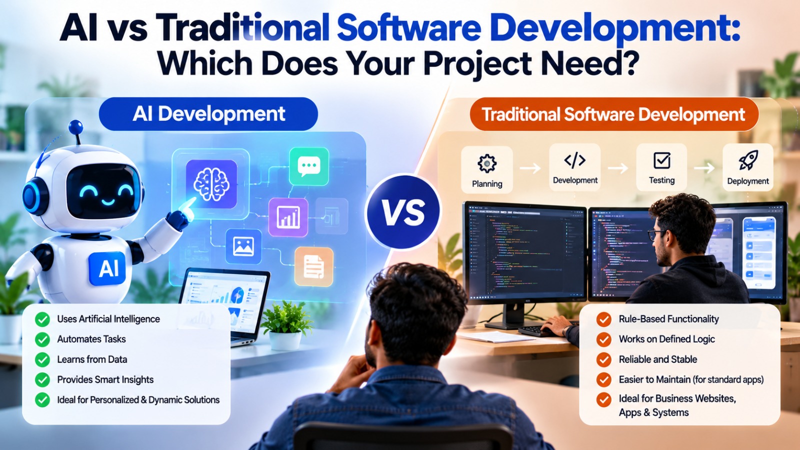 AI vs traditional software development compared