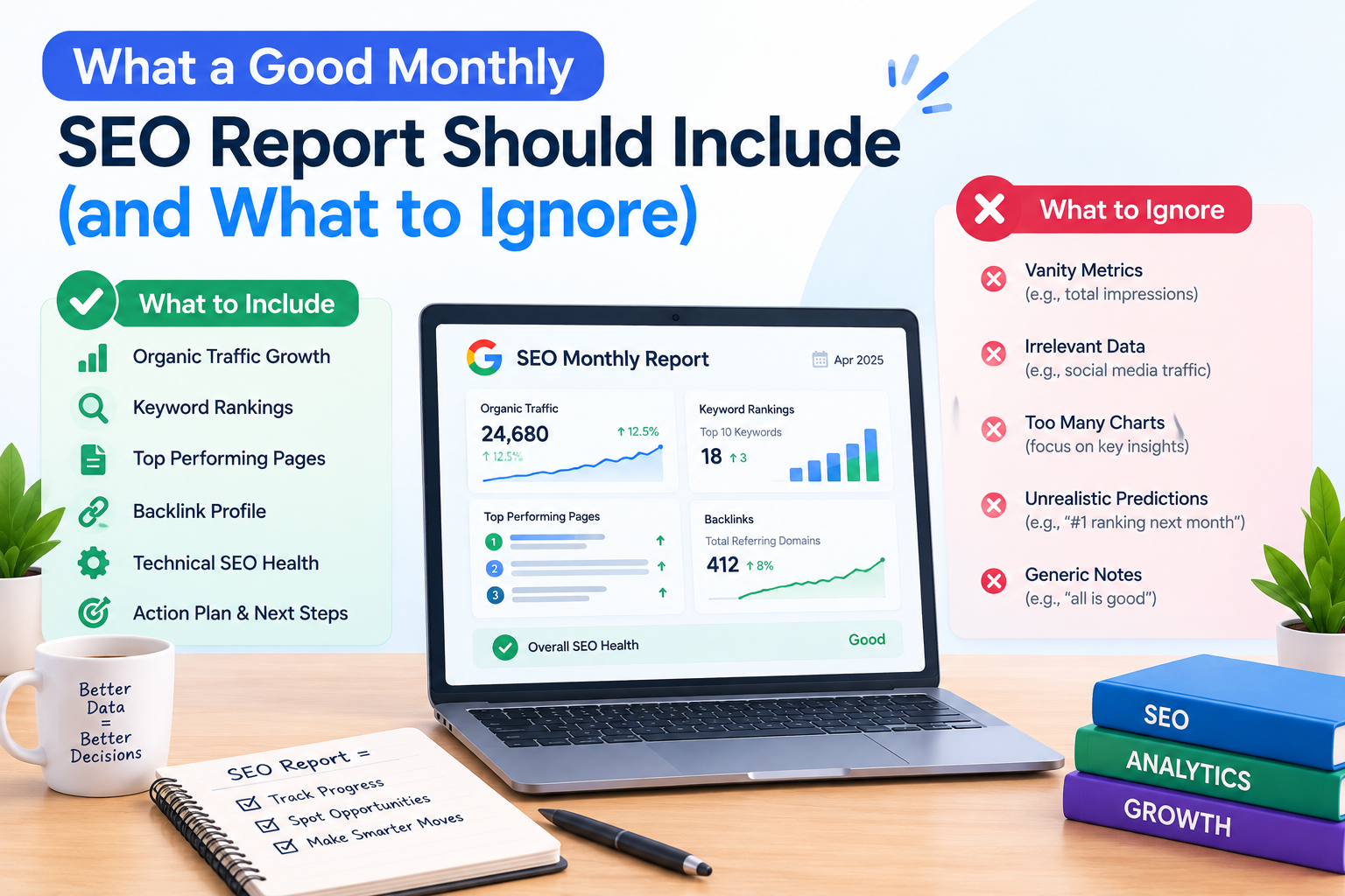 What a good monthly SEO report should include and what to ignore